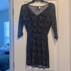 Blue dress with white hearts